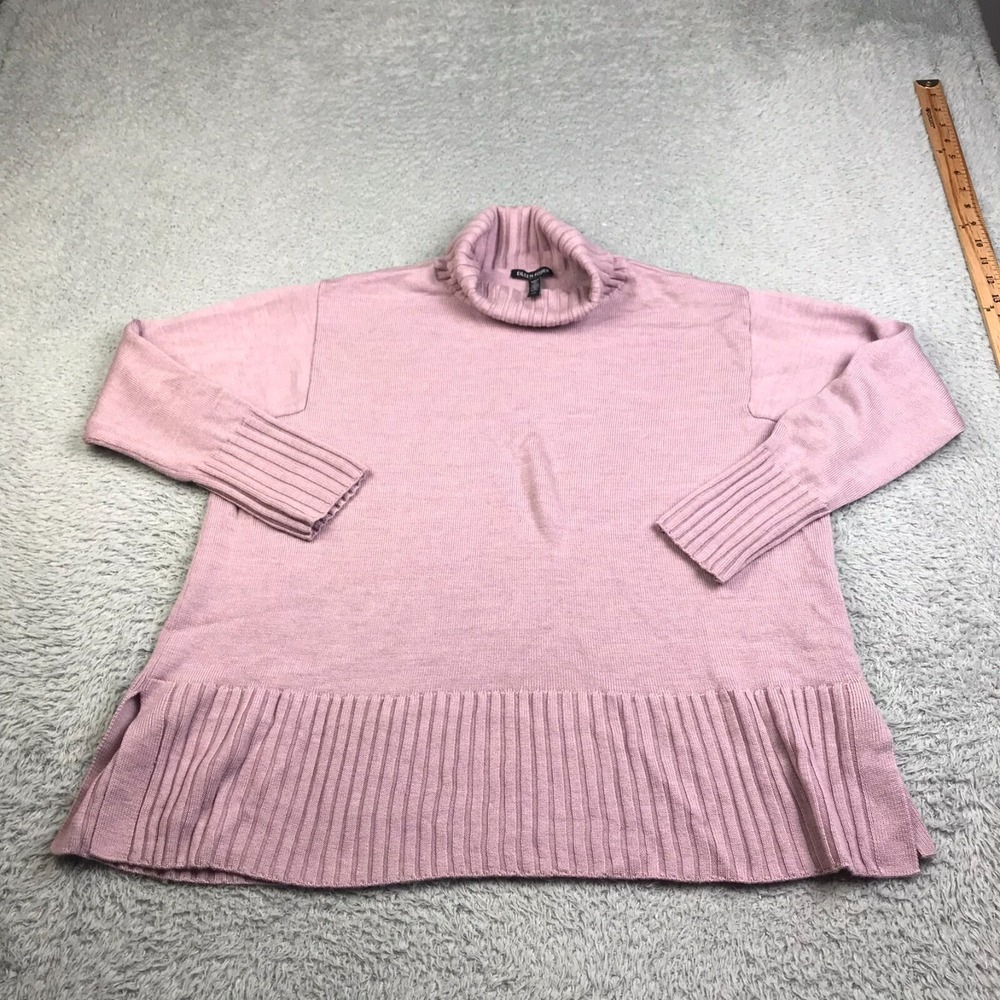 Eileen Fisher Sweater Womens S Pink Italian Merino Wool Relaxed Turtleneck Tunic